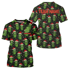 Maxcorners Custom Santa Hat Pickle Christmas Pickleball Men T-Shirt Xmas Funny Pickleball Jerseys LM0910