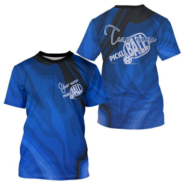 Maxcorners Men's Pickleball T-Shirt Custom Splashed Blue Pickleball For Team, Pickleball Gifts MT0708