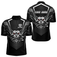 Maxcorners Black Bulldog Holding Arrows Men's Team Shirt - Custom Name For Darts Jersey LM2206