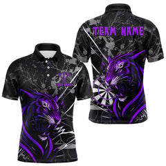 Maxcorners Men's Dart Polo Team Shirt Fierce Tiger Dartboard - Personalized Darts Team | Purple LM1008