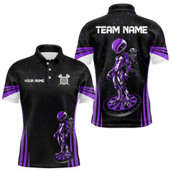 Maxcorners Custom Purple Alien And Dartboards Dart Polo Shirts For Men, Dart Team Jerseys LM1008