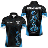 Maxcorners Custom Navy Alien And Dartboards Dart Polo Shirts For Men, Dart Team Jerseys LM1008