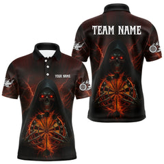Maxcorners Custom Lightning Red Bone Skeleton Dartboard Dart Men Polo Jerseys Dart Shirt Gifts TU1410