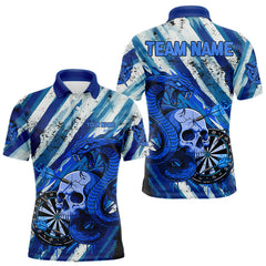 Maxcorners White And Blue Cobra Skull Dartboard Custom Men Darts Polo Shirt Grunge Dart Jerseys LM1411