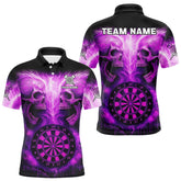 Maxcorners Electric Purple Skulls & Dartboard Darts Shirt For Men - Custom Dart Player Jersey MT2306