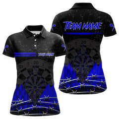 Maxcorners Barbed Wire & Grunge Dartboard Blue Darts Shirt For Men - Custom Name For Players MT2306