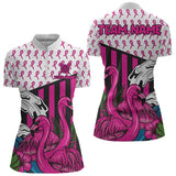 Maxcorners Custom Pink Ribbon Flamingo Dart Polo Shirt For Men Breast Cancer Awareness Dart Jerseys MT1309
