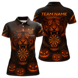 Maxcorners Custom Pumpkin Tiger Horror Halloween Dart Polo Shirt For Men Dart Tournament Jerseys MT1309