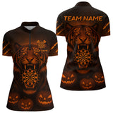 Maxcorners Custom Pumpkin Tiger Horror Halloween Dart Polo Shirt For Men Dart Tournament Jerseys MT1309