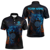 Maxcorners Custom Blue Orange Galaxy Tiger Dartboard Dart Polo Shirt For Men Dart Tournament Jerseys MT1309