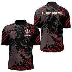 Maxcorners Men's Custom Darts Team Shirts With Crimson Lightning And Stealth Lion