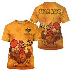 Maxcorners Custom Funny Turkey Autumn Pickleball T-Shirt For Men Thanksgiving Pickleball Shirt MT1309
