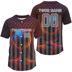 Maxcorners Men's Baseball Jersey Personalized US Flag Patriotic Baseball, Youth Baseball Jerseys LM2608