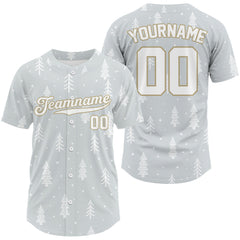 Maxcorners Custom Grey Snowflake Baseball Christmas T-Shirt For Men Outfits Xmas Baseball Shirts LM1809