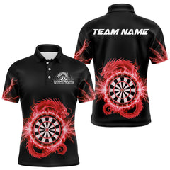 Maxcorners Custom Dragon Lighting Red Dartboard Dart Polo Jerseys For Men Dart Team Shirt LM2110
