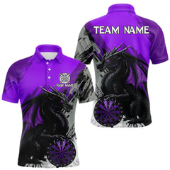 Maxcorners Purple Grunge Dragon Dartboard Custom Men Darts Polo League Shirts Dragon Dart Jerseys
