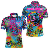 Maxcorners Custom Colorful Bulldog Funny Dart Shirts Polo & 1/4 Zip For Men, Dart Jerseys LM233