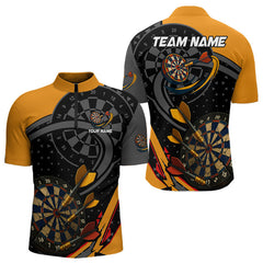 Maxcorners Cracked Dartboard & Dart Arrows Orange Darts Shirt For Men - Custom Name & Team LM3006