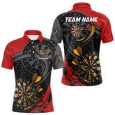 Maxcorners Cracked Dartboard & Dart Arrows Red Darts Shirt For Men - Custom Name & Team LM3006