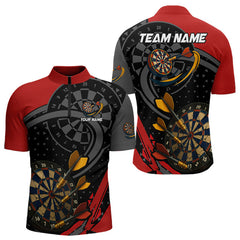 Maxcorners Cracked Dartboard & Dart Arrows Red Darts Shirt For Men - Custom Name & Team LM3006