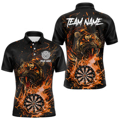 Maxcorners Custom Orange Horror Tiger Grunge Men Darts Polo League Shirts Splatter Dart Jerseys