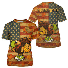 Maxcorners Custom Turkey Funny Thanksgiving Pickleball T-Shirt For Men Patriotic Pickleball Jersey MT2009