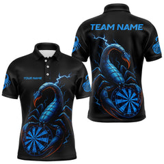 Maxcorners Custom Lightning Blue And Black Scorpion Dart Polo Shirt For Men Outfits Dart Team Jersey TU2309