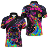 Maxcorners Colorful Psychedelic Skull Custom Dart Shirts For Men, Dart Team Jerseys