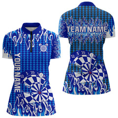 Maxcorners Blue Flames Dart Shirt For Men Dartboard Design - Custom Team & Player Name LM1625