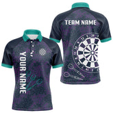 Maxcorners Purple Darts Shirt For Men With Dartboard And Arrows - Custom Team & Player Name LM1625