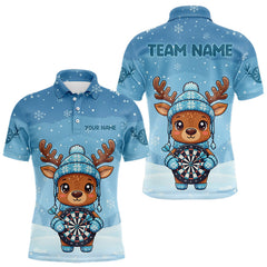 Maxcorners Reindeer Snowflakes Darts Shirt Custom Men Polo Dart Jerseys Funny Xmas Dart Jerseys