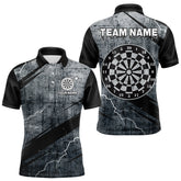 Maxcorners Grey Grunge Dartboard Darts Team Shirt - Custom Name - Men’s Darts Jersey LM1625