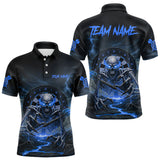 Maxcorners Lightning Blue Skeleton Dartboard Custom Mens Polo Dart Shirt Gifts For Dart Players MT2510