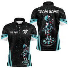 Maxcorners Custom Turquoise Alien And Dartboards Dart Shirts For Men, Dart Jerseys LM243