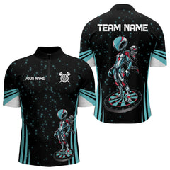 Maxcorners Custom Turquoise Alien And Dartboards Dart Shirts For Men, Dart Jerseys LM243