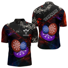Maxcorners Colorful Thunder Dartboards Grunge Men's Darts Shirt - Custom Name & Team Jersey | Opt1 LM3006
