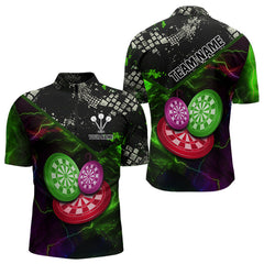 Maxcorners Colorful Thunder Dartboards Grunge Men's Darts Shirt - Custom Name & Team Jersey | Opt2 LM3006