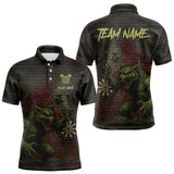Maxcorners Custom Dripping Grunge Wolf Dartboard Funny Dart Men Polo Shirt Graffiti Dart Jerseys TU2810