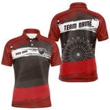 Maxcorners Custom Grunge Black And Red Dripping Dartboard Dart Team Men Polo Shirt LM0210
