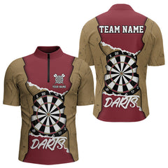 Maxcorners Custom Yellow&Red Grunge Style Darts Board Dart Shirts For Men, Dart Team Jerseys