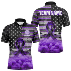 Maxcorners Blue Cloud Ribbon US Flag Dart Arrow Custom Breast Cancer Awareness Darts Men Polo Shirt LM2711