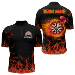 Maxcorners Darts Red Fire Flame Dartboard Custom Dart Shirt For Men, Dart Team Jerseys
