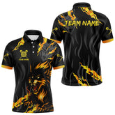 Maxcorners Orange Ferocious Wolf Dart Arrow Funny Darts Shirt For Men - Customizable Name LM0706