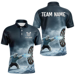 Maxcorners Custom Horror Polar Bear Ice Dartboard Darts Polo Shirt For Men, Funny Dart Team Jerseys LM0611