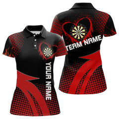Maxcorners Darts Red Dripping Heart Halftone Pattern Custom Dart Shirt For Men, Dart Team Jerseys