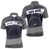 Maxcorners Grey Modern Grunge Dartboard Men's Darts Shirt - Custom Name For Dart Players MT1006