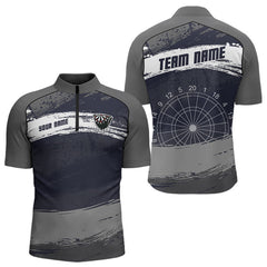 Maxcorners Grey Modern Grunge Dartboard Men's Darts Shirt - Custom Name For Dart Players MT1006