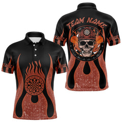 Maxcorners Skull Firefighter Orange-Black Custom Flame Dart Shirt For Men, Dart Team Jerseys