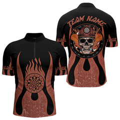 Maxcorners Skull Firefighter Orange-Black Custom Flame Dart Shirt For Men, Dart Team Jerseys