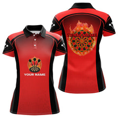 Maxcorners Red Flaming & Smoke Dartboard Men's Darts Shirt - Custom Name For Darts Jersey MT1006